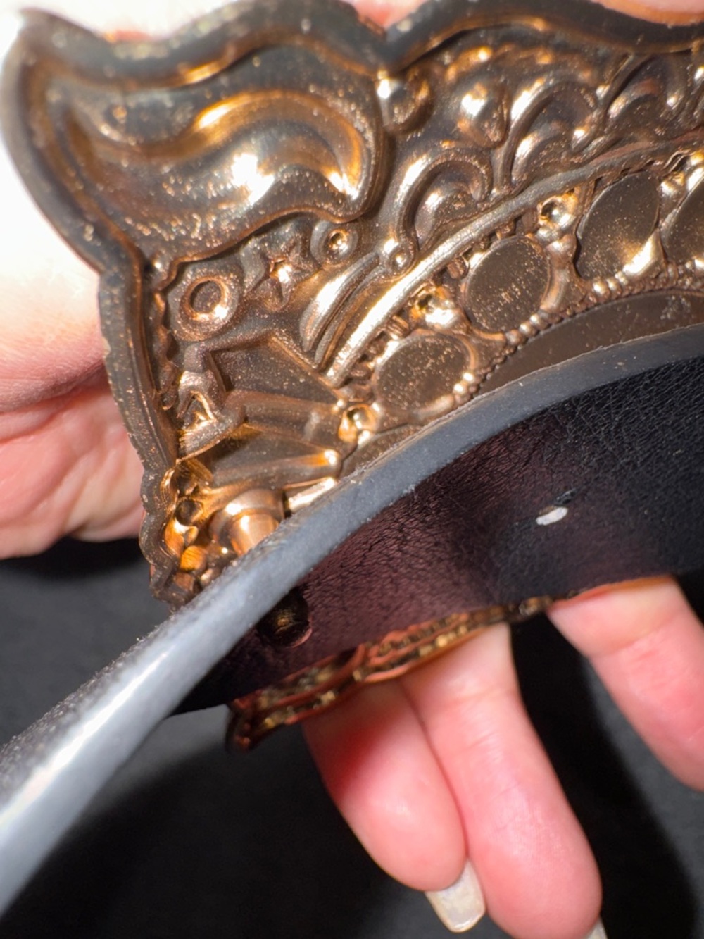 Turquoise Stone Concho Black Velvet Belt - Picture 9 of 10